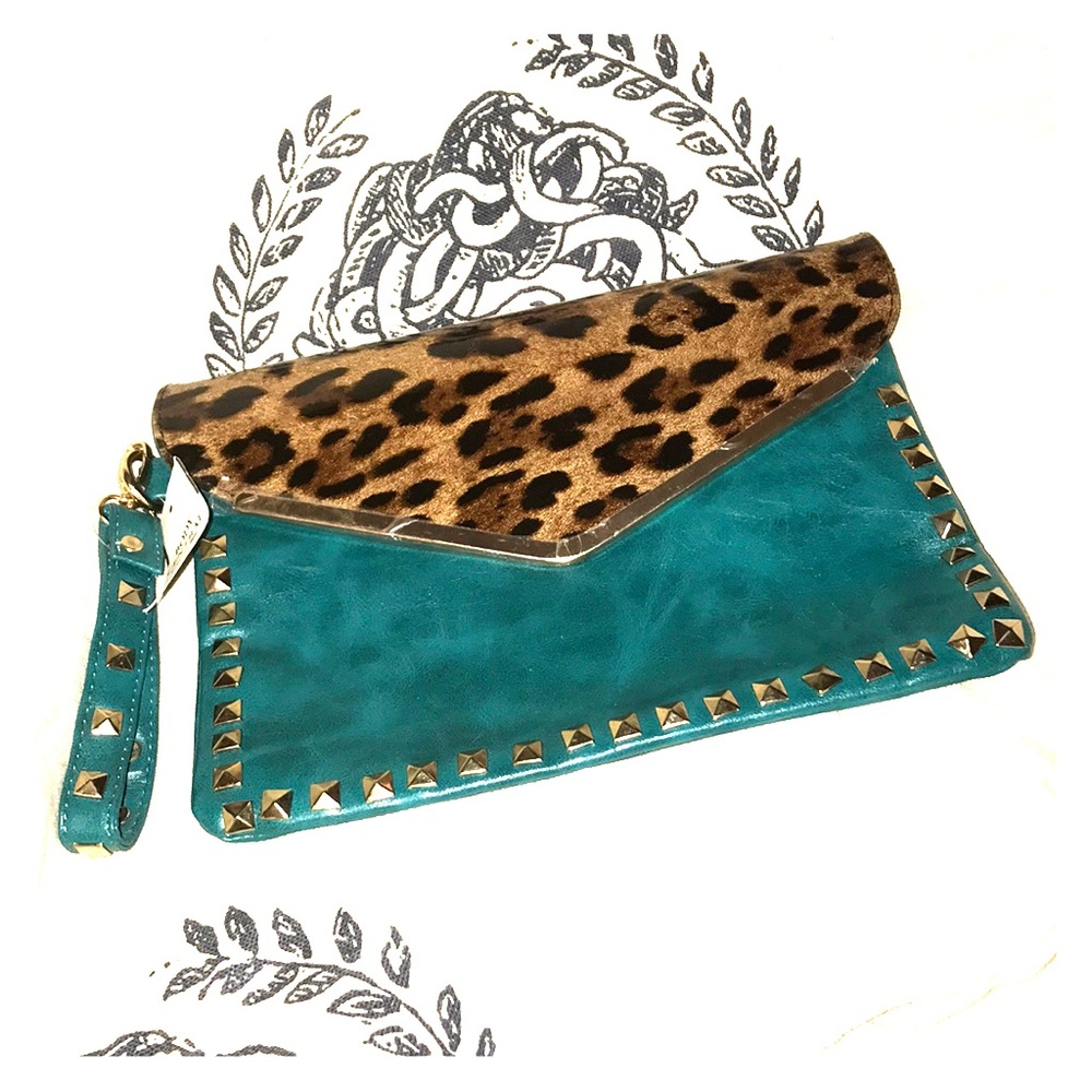 Studded Leather Clutch